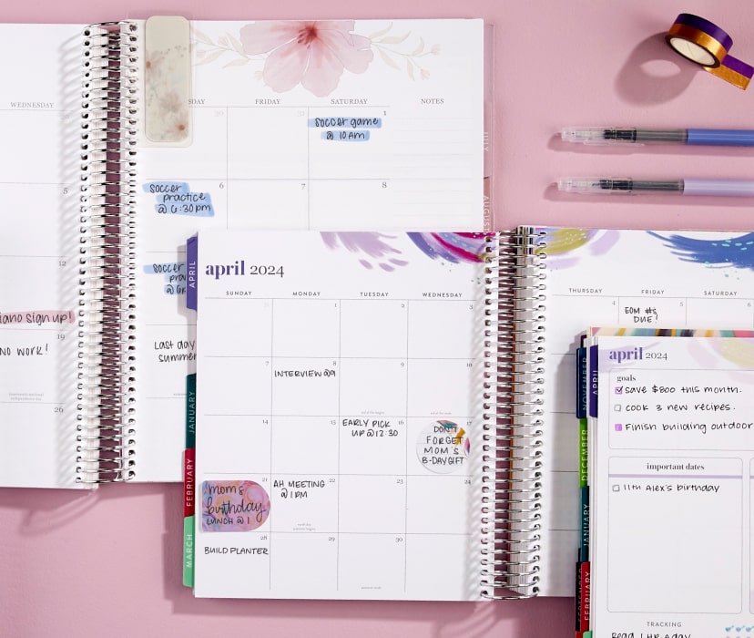 overhead view of monthly planners