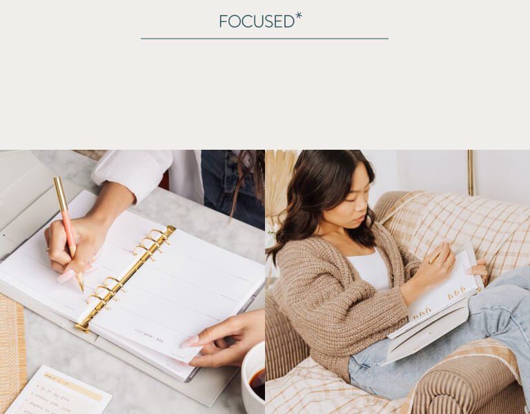 Two people writing in Focused ring agendas