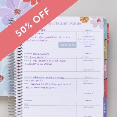 50% off Academic Planners. Click to shop now.