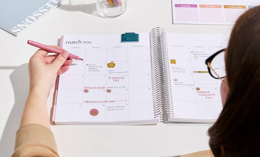 Teacher Lesson Planner open on August weekly spread