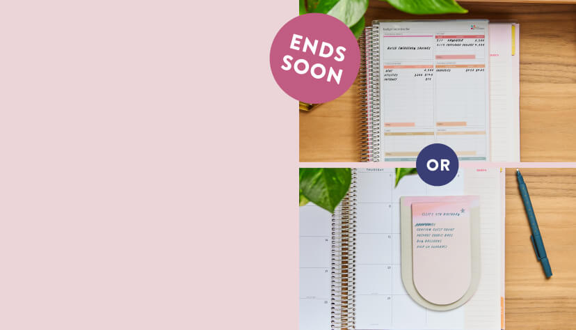 Free gift with Monthly Planner purchase! Snap-in Budget Dashboard or Brushstrokes Round Notepad Set! Shop now!