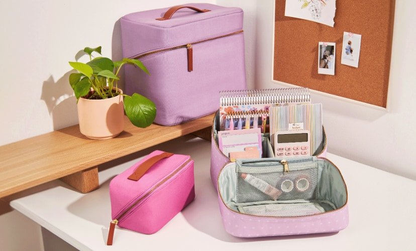 view of assorted organizers on a desk