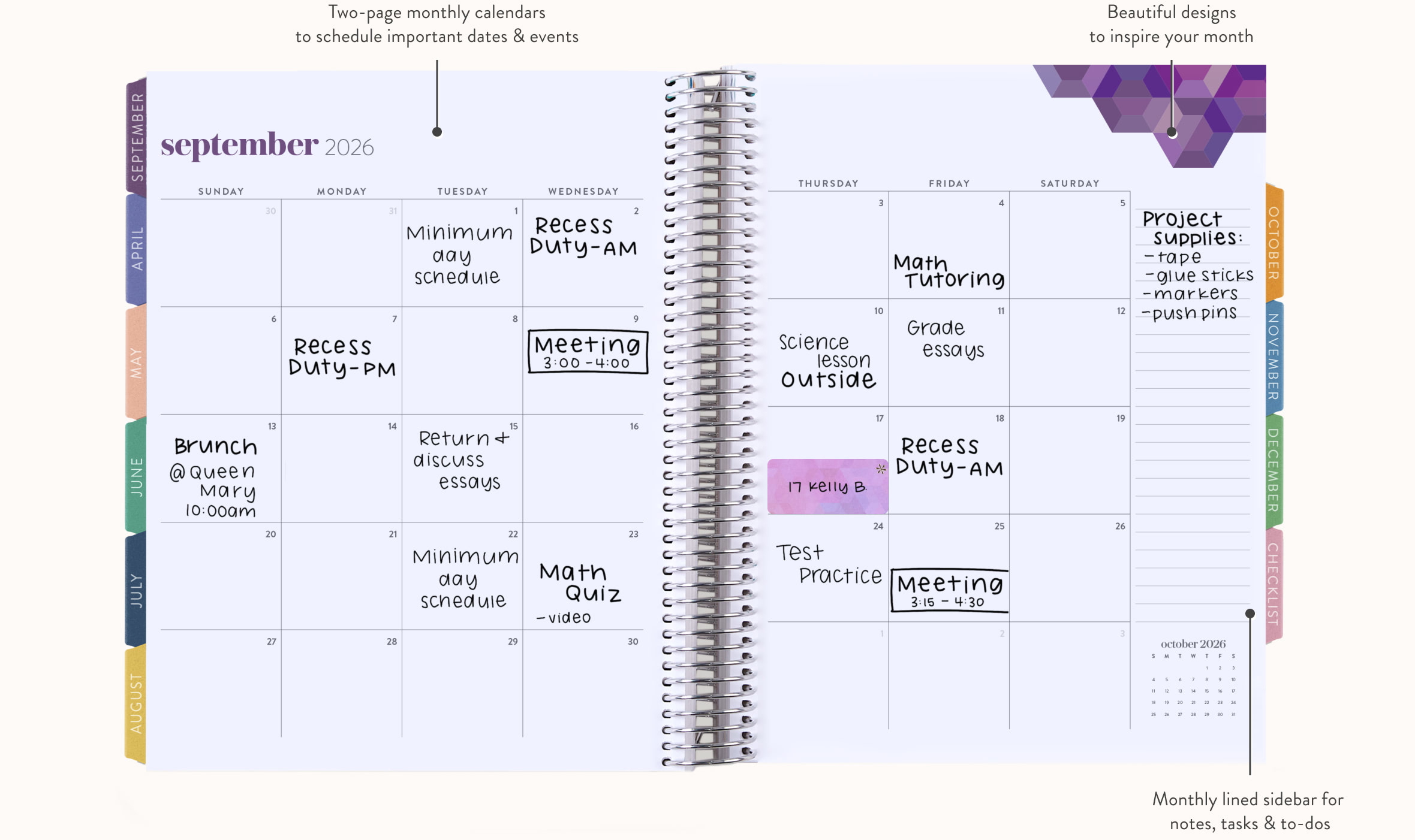 Collins Edge Rainbow 2025 A5 Day-to-Page Diary – Soft Touch Leather-Look Planner With Colored Edges