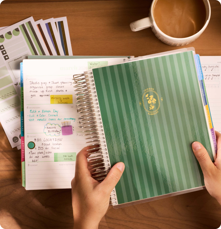 View of two coiled LifePlanners featuring 2025 Designs.