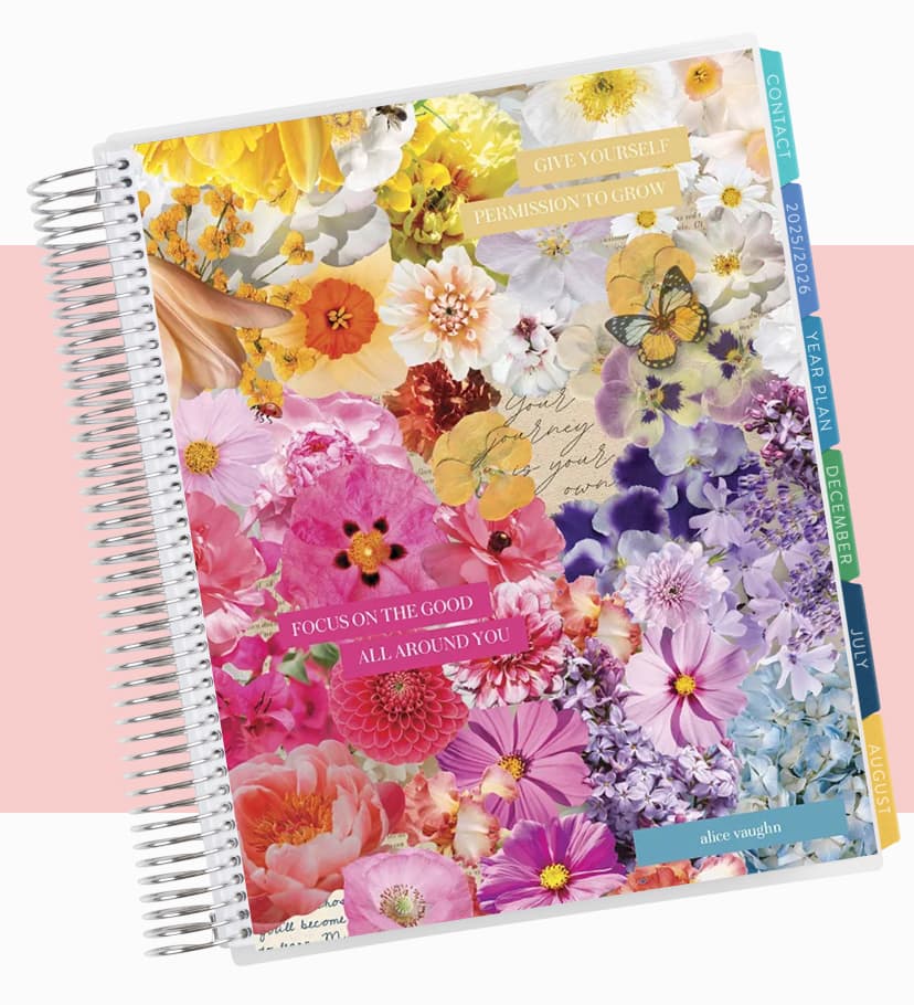 Teacher Lesson Planner featuring Floral Collage cover design.