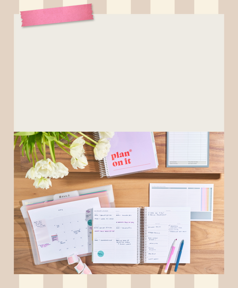 A photo of a Monthly Planner, with NEW Family Add-On Pages and other family organizational tools. Click to shop now.