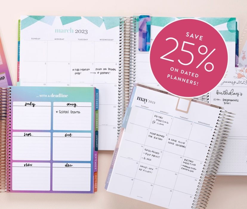  Save 25% on dated planners!