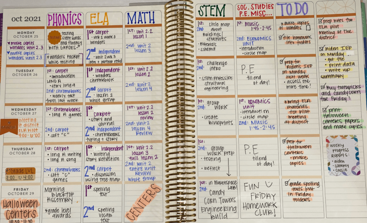 DIY teacher planner