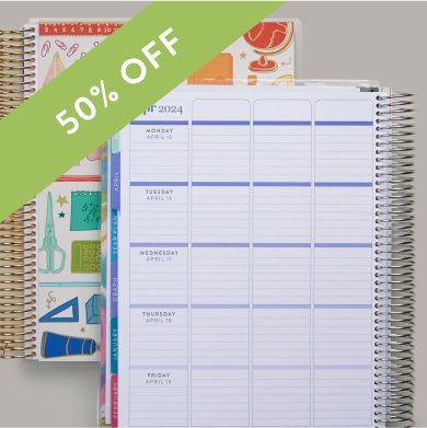 50% off Teacher Lesson Planners. Click to shop now.