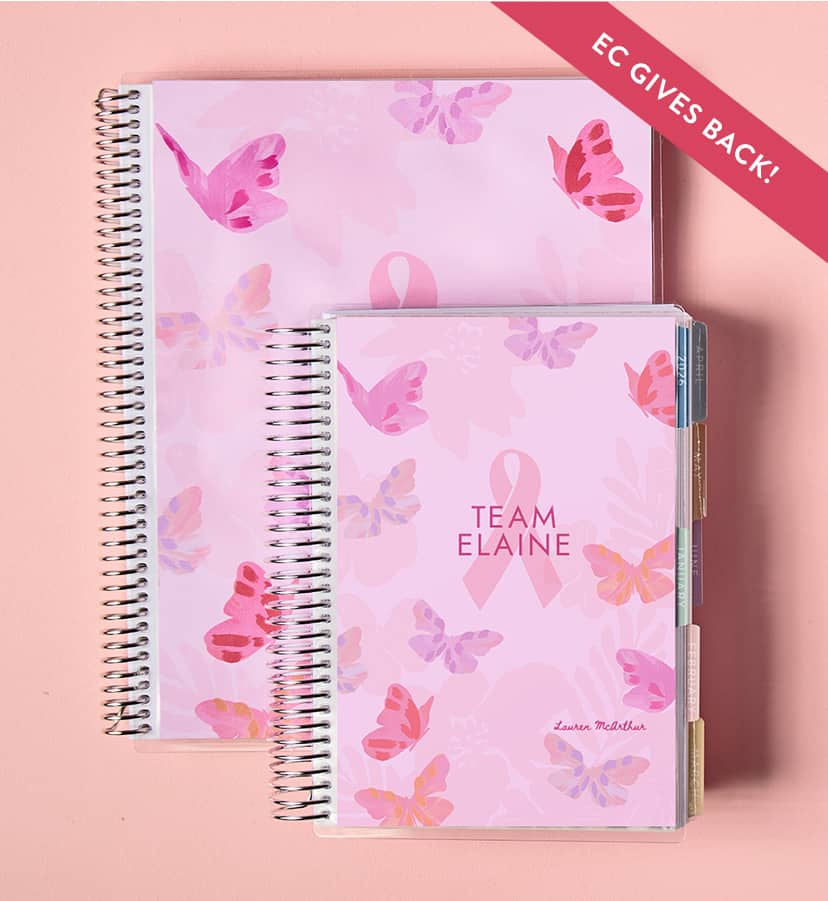 Coiled planners featuring new Breast Cancer Awareness designs. Click to ship now.