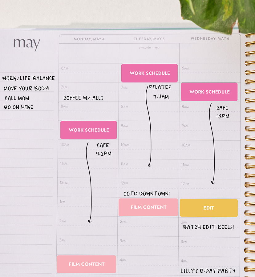 Image of customizable stickers in use, on a planner, sitting on a desk. Click to shop now.