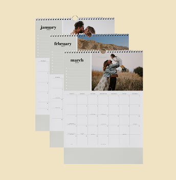 hanging photo calendar featuring a picture of a family outside. Click to shop Photo Calendars.