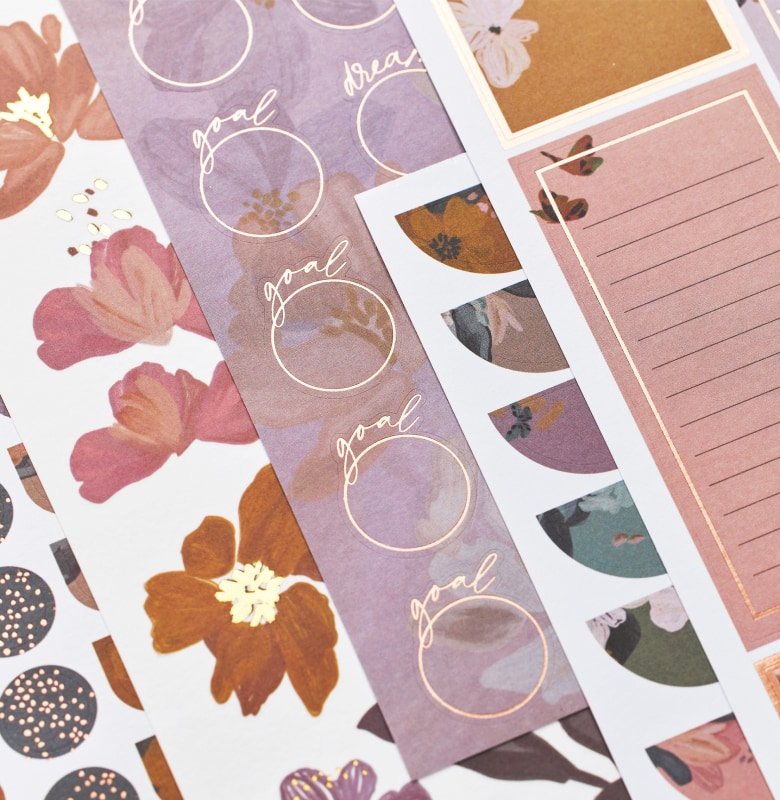  Bold Blooms sticker sheets close up.