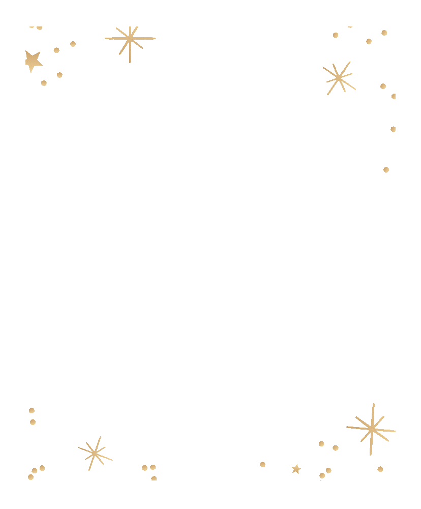 Starry Holiday background featuring animated stars and an illustration of wrapped gifts.
