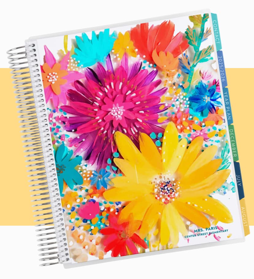 Teacher Lesson Planner featuring EttaVee Floranova cover design.