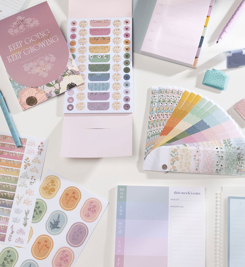  new accessories featuring floral design on a white desk. click to shop now.