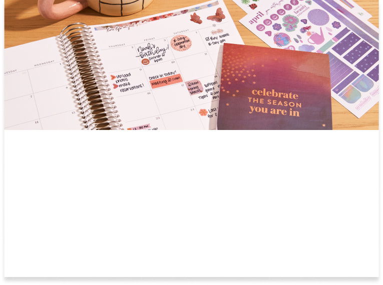 60% off select items with a visual of a planner with seasonal stickers