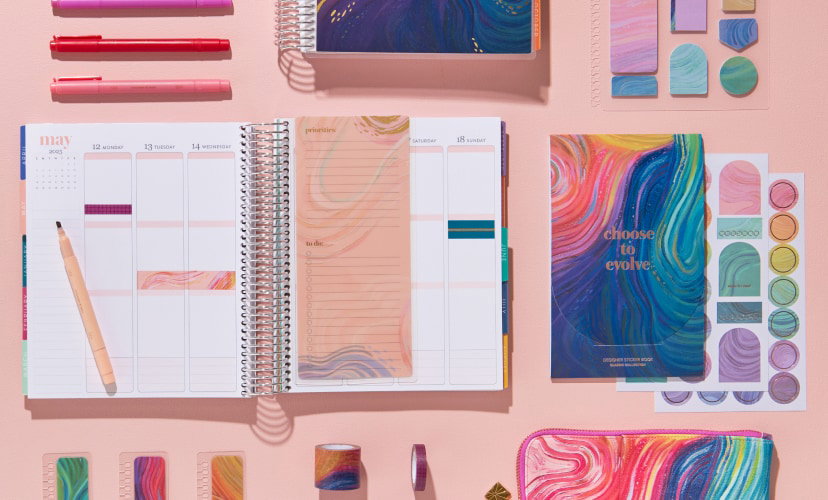 coiled planners and assorted accessories