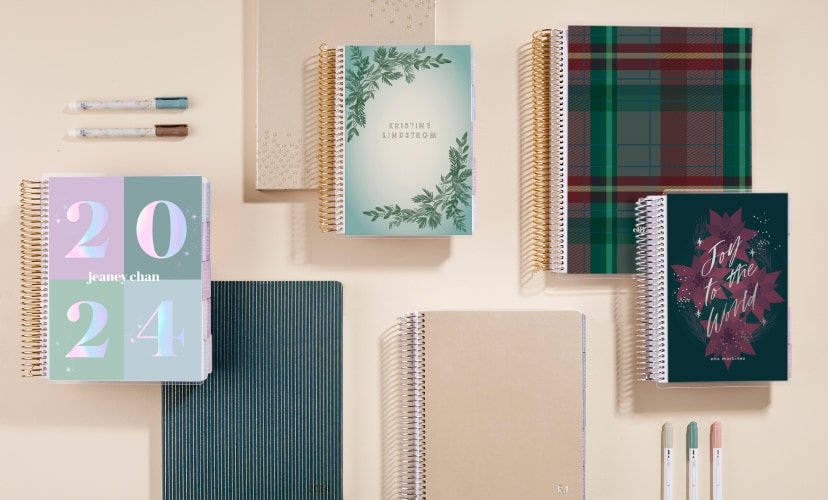 Coiled planners featuring new seasonal designs.