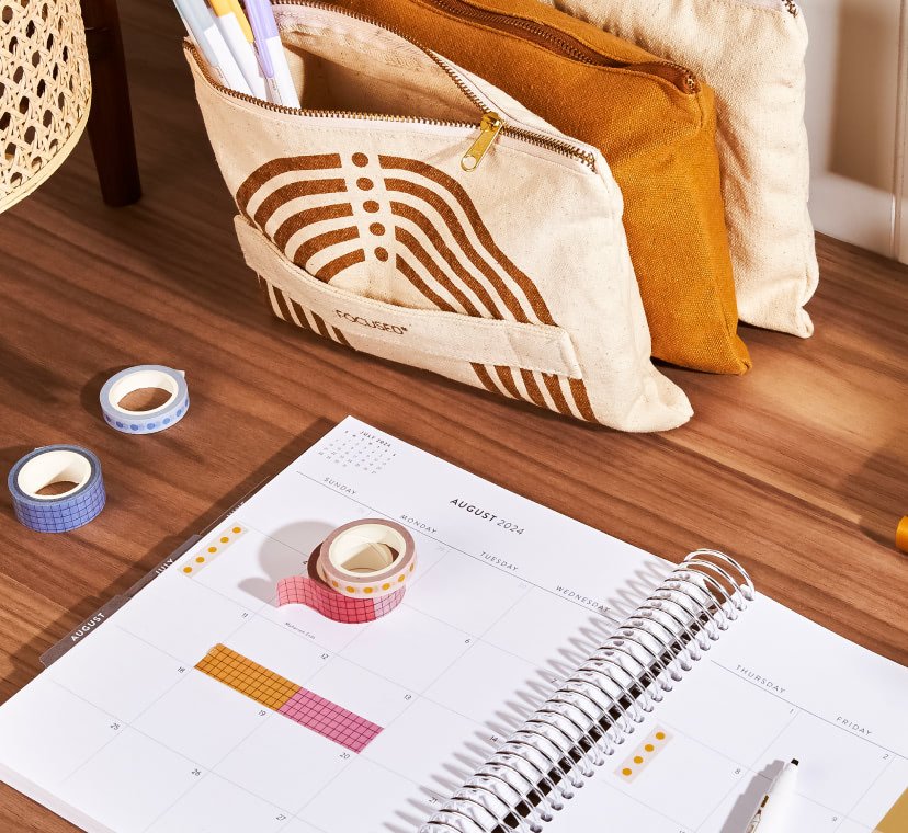 photos of two women writing in Focused Ring Agendas