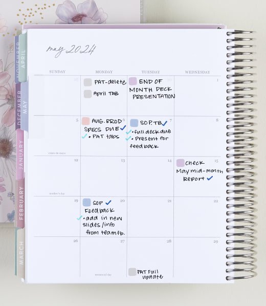 Overhead view of Monthly Planner