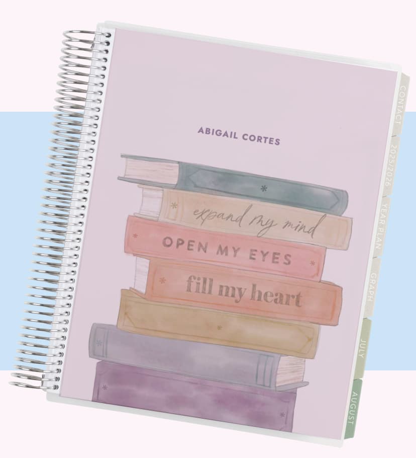 Teacher Lesson Planner featuring books of wisdom cover design.