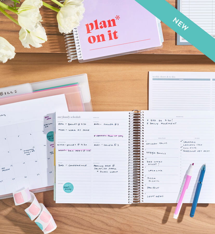 Assortment of tools for Family Organization. Monthly Planner Family Add-On and Writing Tools. Click to shop now.